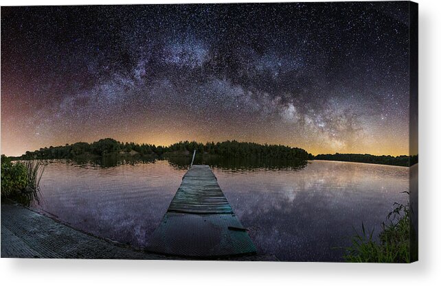 Pano Acrylic Print featuring the photograph Night at the Lake by Aaron J Groen