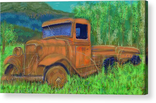 Truck Acrylic Print featuring the painting Old Canadian Truck by Hidden Mountain