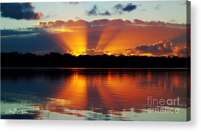 Sunrise Acrylic Print featuring the photograph Orange Gods - Sunrise Panorama by Geoff Childs