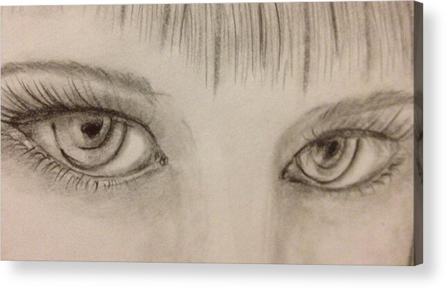 Eyes Acrylic Print featuring the drawing Piercing Eyes by Bozena Zajaczkowska