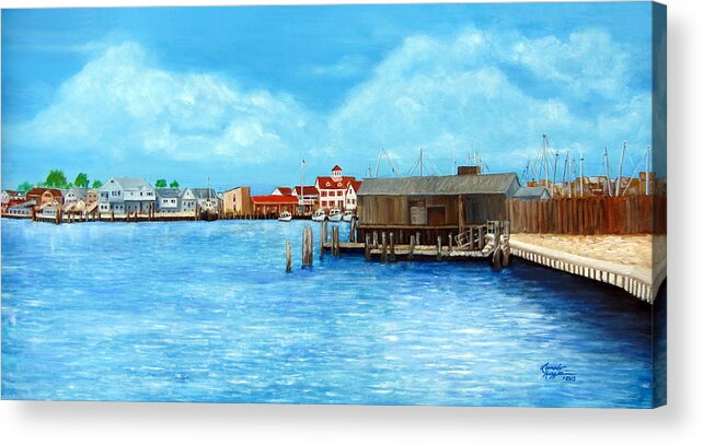 Seascape Acrylic Print featuring the painting Point Pleasant Beach NJ before Sandy by Leonardo Ruggieri