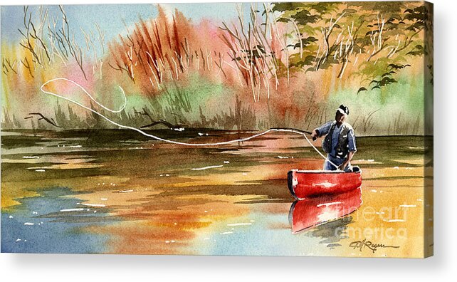 Fly Acrylic Print featuring the painting Red Canoe by David Rogers