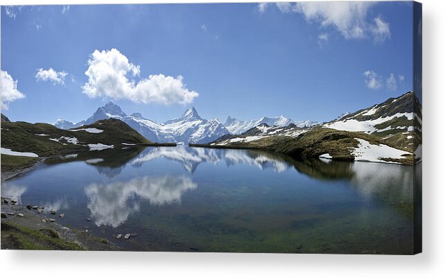 Eiger Acrylic Print featuring the photograph Reflection of Jungfrau in the Swiss Alps by Brian Kamprath