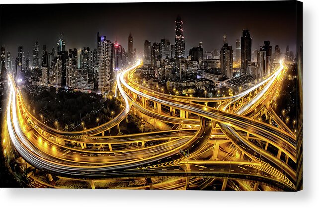 Night Acrylic Print featuring the photograph Shanghai At Night by Clemens Geiger