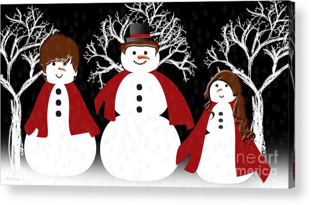 Andee Design Abstract Acrylic Print featuring the digital art Snow Family by Andee Design