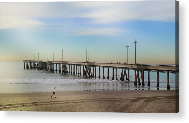 Venice Beach Pier Acrylic Print featuring the photograph Staying The Course by Fraida Gutovich