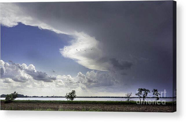 Overholser Lake Acrylic Print featuring the photograph Storm over the lake by Betty LaRue