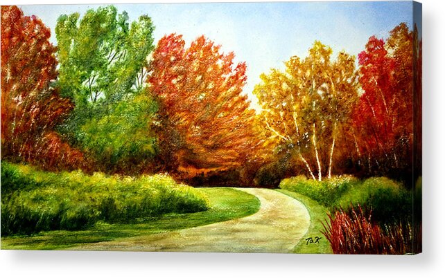 Autumn Acrylic Print featuring the painting Stroll Into Autumn by Thomas Kuchenbecker