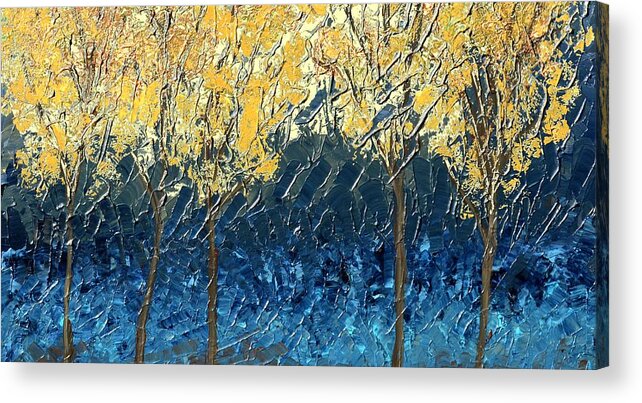 Sundrenched Acrylic Print featuring the painting Sundrenched Trees by Linda Bailey