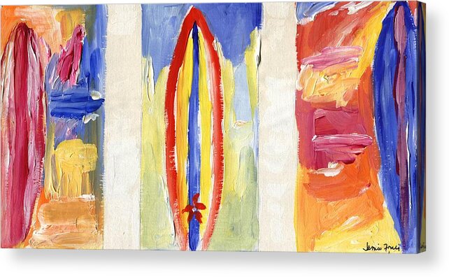 Surfboards Acrylic Print featuring the painting Surfboards 2 by Jamie Frier