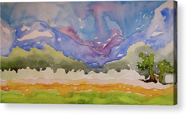 Landscape Acrylic Print featuring the painting Taos Fields by Beverley Harper Tinsley