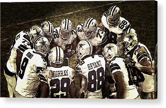 Dallas Cowboys Acrylic Print featuring the digital art Team Huddle by Carrie OBrien Sibley