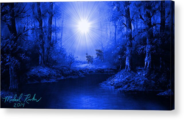 Sapphire Forest Acrylic Print featuring the painting The Sapphire Forest by Michael Rucker