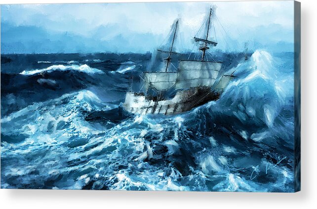 Storm Acrylic Print featuring the digital art The Storm by Charlie Roman