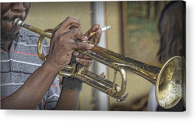 Trumpet Acrylic Print featuring the photograph Trumpet Man by Nadalyn Larsen