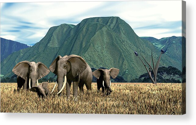 Elephant Acrylic Print featuring the digital art Elephant Country by Walter Colvin