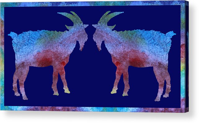 Goat Acrylic Print featuring the digital art Head to Head by Jenny Armitage