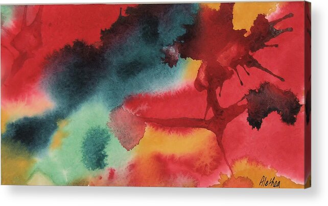 Bright Acrylic Print featuring the painting L'forest by Alethea M