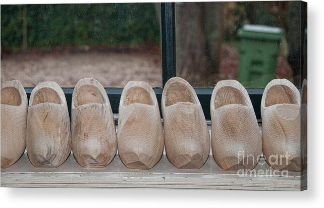 Amsterdam Acrylic Print featuring the digital art Rows Of Wooden Shoes by Carol Ailles