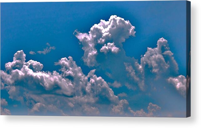 Sky Sculpture Varies Images In The Natural Clouds Expressing Mixed Emotions . What Do You See? Acrylic Print featuring the photograph Sky Sculpture Mixed emotions by Robin Coaker