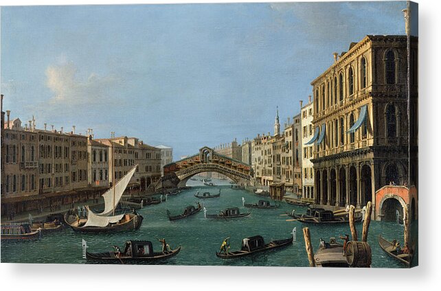 View Of The Grand Canal From The South Acrylic Print featuring the painting The Grand Canal by Antonio Canaletto