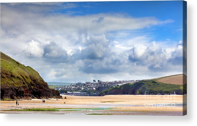  Beach Acrylic Print featuring the photograph Tide's out in Cornwall by Simon Bratt