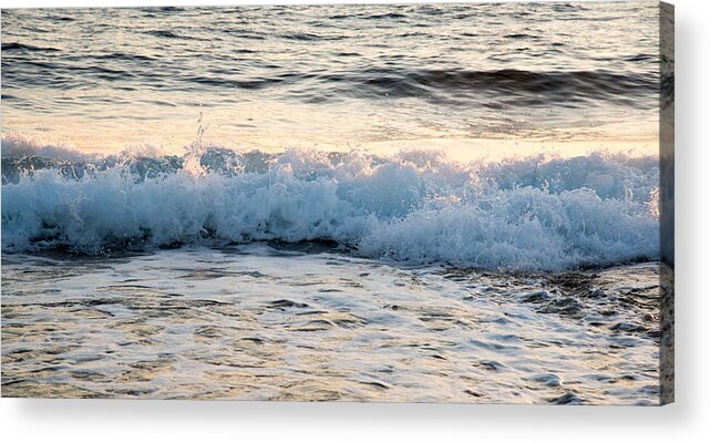 Coast Acrylic Print featuring the photograph Sea waves late in the evening by Michalakis Ppalis
