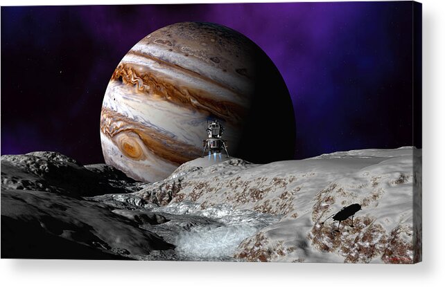 Lander Acrylic Print featuring the digital art Falcon Over Europa by David Robinson