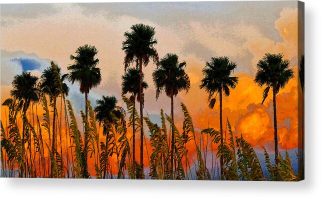 Nine Palms Acrylic Print featuring the painting Nine palms #1 by David Lee Thompson