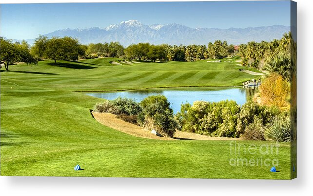Palm Desert Golf Course; Beautiful Scenery; Mountains Acrylic Print featuring the photograph Palm Desert Golf Course #1 by David Zanzinger