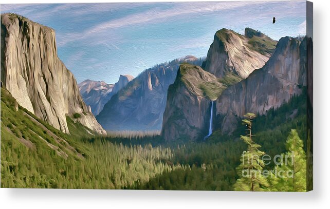 Yosemite Falls Acrylic Print featuring the digital art Yosemite Falls #1 by Walter Colvin