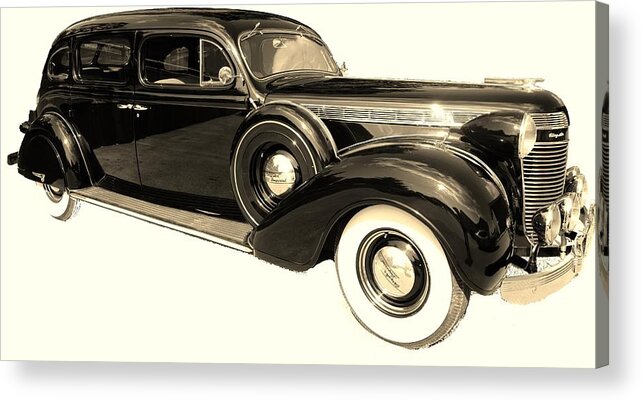 Chrysler Imperial Acrylic Print featuring the photograph 1937 Chrysler Imperial Sepia Tone by Stacie Siemsen