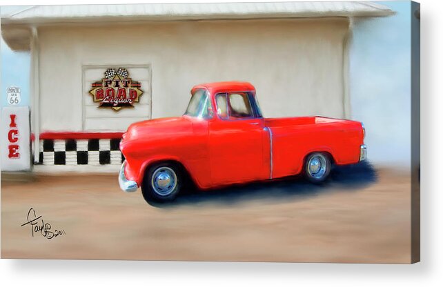 Paintings Of Cars Acrylic Print featuring the painting Fire and Ice by Colleen Taylor
