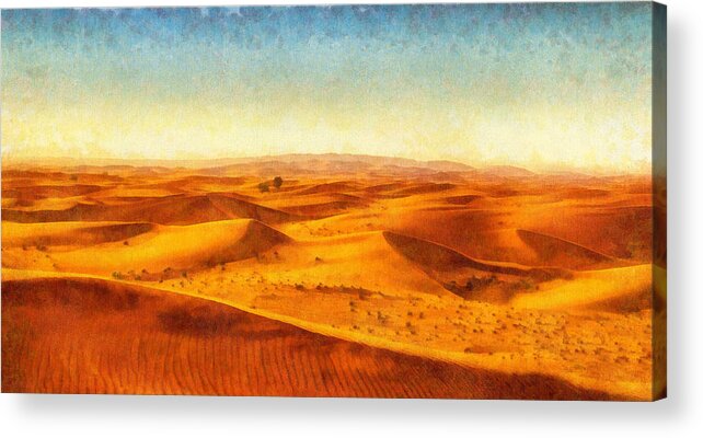 Africa Acrylic Print featuring the painting African Sand Dune Art Painting - Sand Dunes by Wall Art Prints
