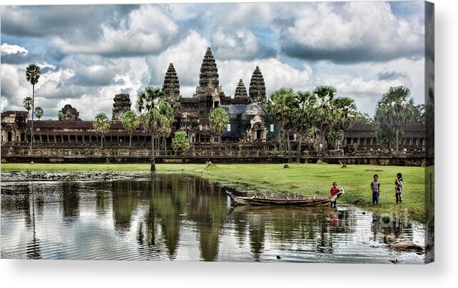 Angkor Wat Acrylic Print featuring the photograph Angkor Wat Pano View by Chuck Kuhn