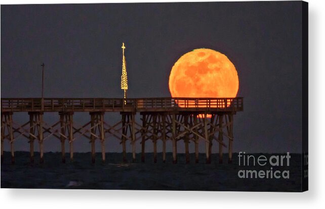 Super Acrylic Print featuring the photograph Blue Moon Pier by DJA Images