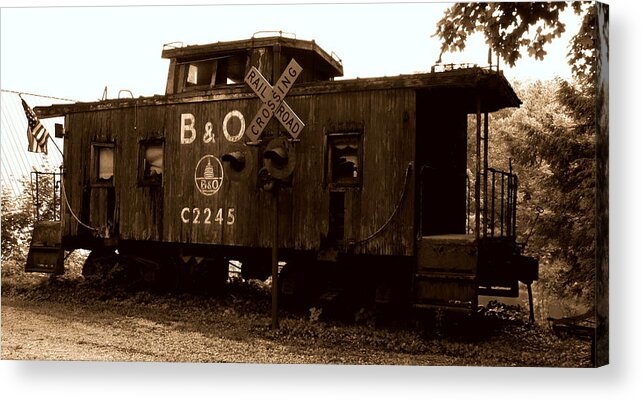 Roadside Acrylic Print featuring the painting Caboose by Scott Heaton