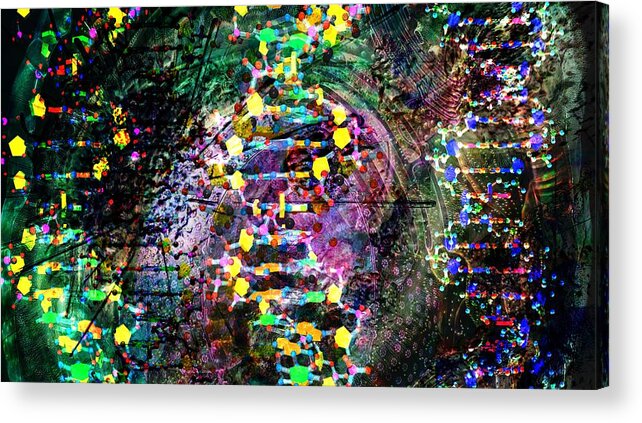 Abstract Acrylic Print featuring the digital art DNA Dreaming 7 by Russell Kightley