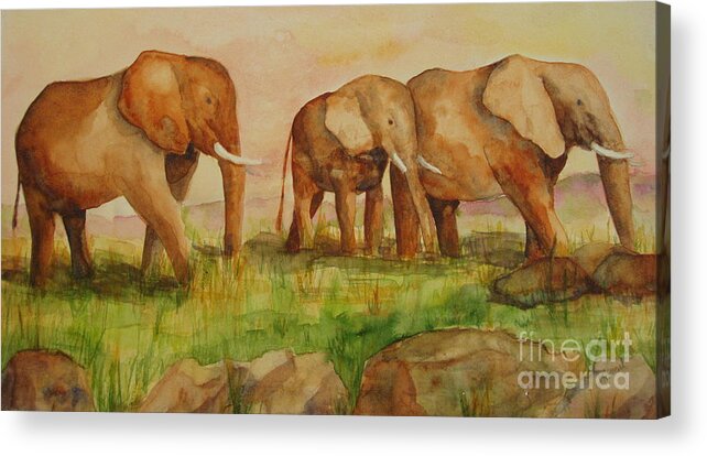 Elephant Acrylic Print featuring the painting Elephant Parade by Vicki Housel