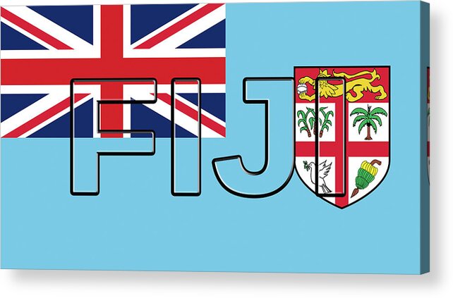 Fiji Acrylic Print featuring the digital art Flag of Fiji Word by Roy Pedersen