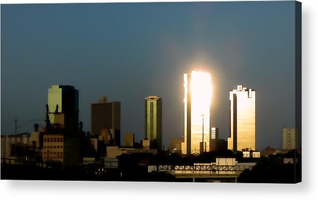 Fort Worth Skyline Acrylic Print featuring the photograph Fort Worth Gold by Douglas Barnard
