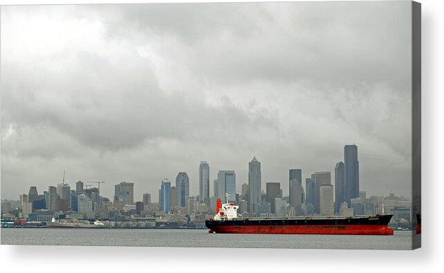 Freighters Acrylic Print featuring the photograph Freighter In Seattle by Matthew Adair