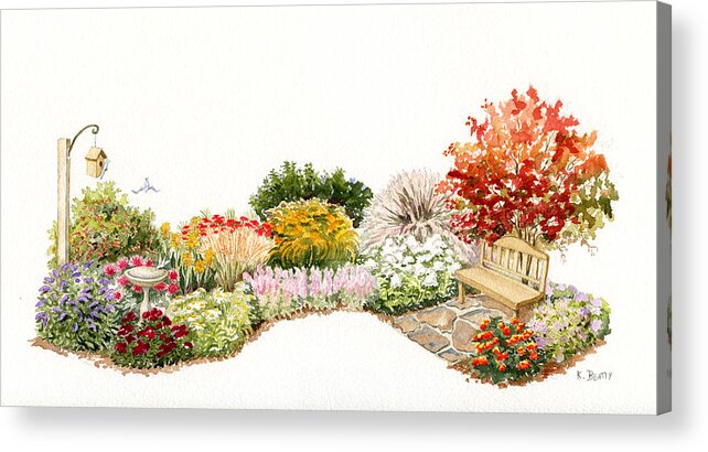 Garden Acrylic Print featuring the painting Garden Wild Flowers Watercolor by Karla Beatty