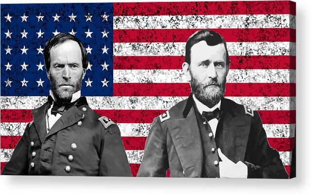 Civil War Acrylic Print featuring the painting Generals Sherman and Grant by War Is Hell Store