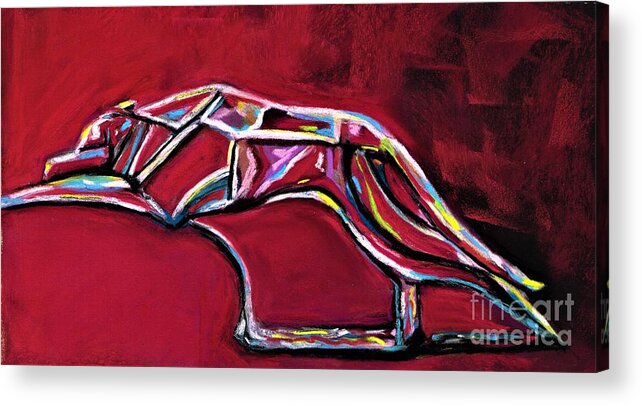 Greyhound Acrylic Print featuring the painting Greyhound Glass Figurine by Frances Marino