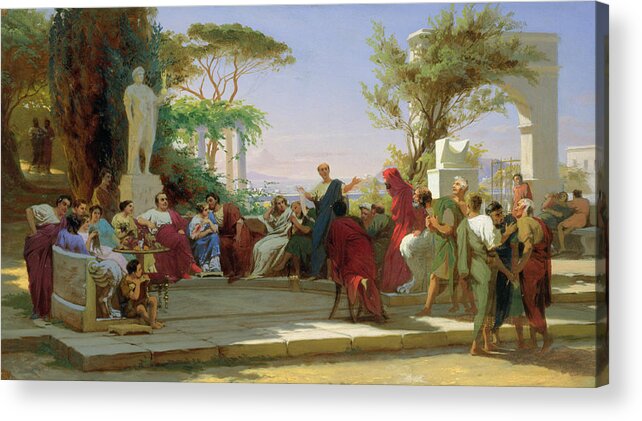 Horatius Acrylic Print featuring the painting Horatius Reading his Satires to Maecenas by Fedor Andreevich Bronnikov