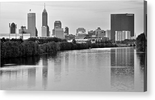 Indianapolis Acrylic Print featuring the photograph Indianapolis Charcoal Panoramic by Frozen in Time Fine Art Photography