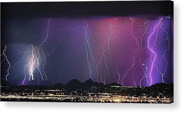 Lightning Acrylic Print featuring the photograph Lightning City by James BO Insogna