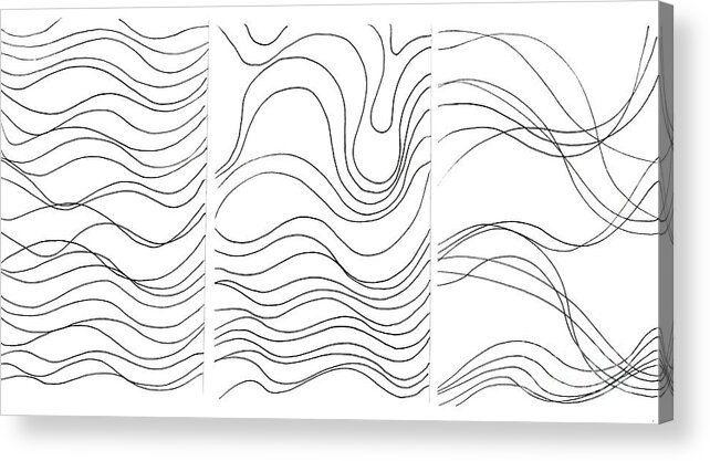 Art Created With Lines Acrylic Print featuring the digital art Lines 1-2-3 Black On White by Helena Tiainen