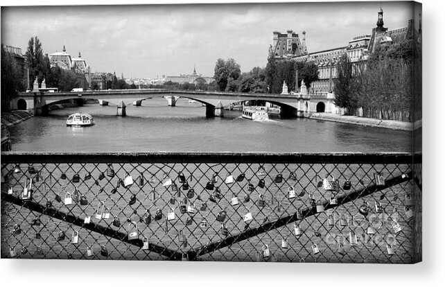Locks Acrylic Print featuring the photograph Love Locks over the Seine by Carol Groenen